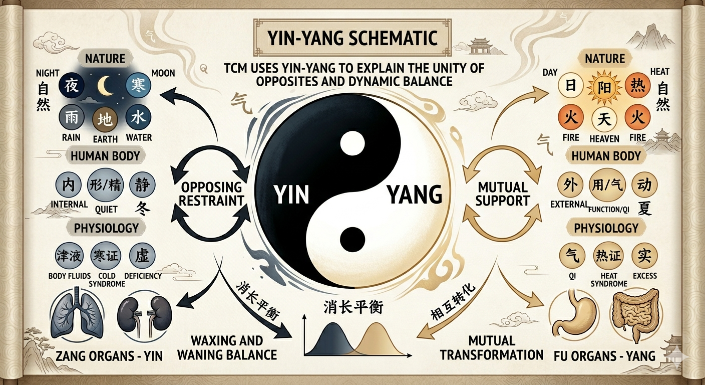 Yin-Yang diagram: complementary forces in dynamic balance